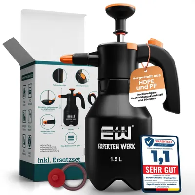 Produktbild von Expertenwerk Drucksprüher 1,5L auslaufsicher Pumpsprühflasche mit Druckventil & verstellbarer Düse Pumpsprüher für Auto Garten Haushalt und Werkstatt