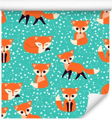 Produktbild von 10m VLIES TAPETE Rolle Kinderzimmer Tiere Waldtiere Füchse Kugeln Motiv XXL