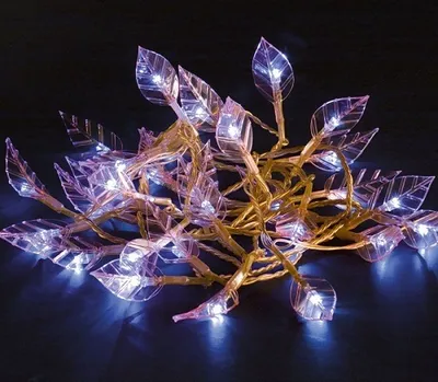 Produktbild von LED Lichterkette Blätter / Kabel pink Dioden kaltweiß Konstsmide 4073-340