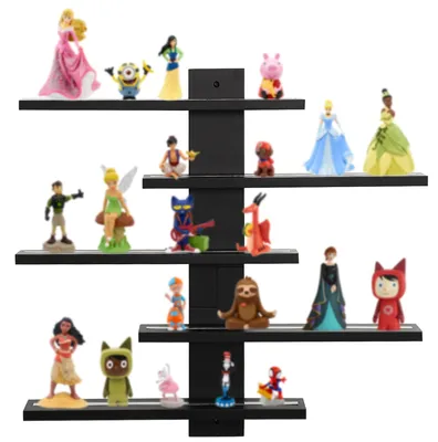 Produktbild von Magnetisches, schwebendes Wandregal, passend für passend für Tonie-Regal, kleines hölzernes Ausstellungsregal für Sammlerstücke, Figuren, Schnapsgläser, Mini-Dekorationen und Spielzeug (schwarz)