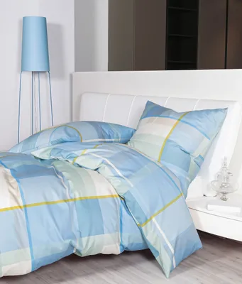 Produktbild von Janine Design Mako-Satin Bettwäsche-Garnitur moments 98106 Farbe himmelblau jade Größe 200x220 2x80x80 cm