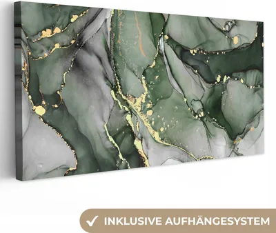 Produktbild von MuchoWow® - Leinwandbilder - Luxus - Marmor - Grün, Wandbild, Wanddeko Bilder Wohnzimmer, 40x20 cm