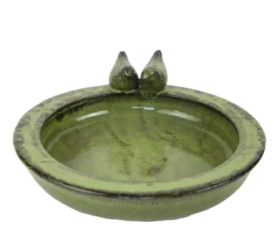 Produktbild von Vogeltränke, rund grün Vogelbad Vogelbecken Futterschale Terracotta Wasserstelle