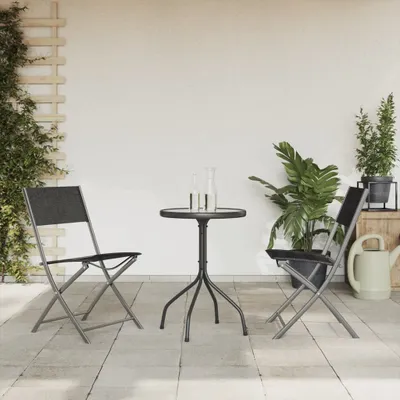 Zdjęcie produktu dla Maison Exclusive – 3-częściowy zestaw ogrodowy do jadalni, czarna stal