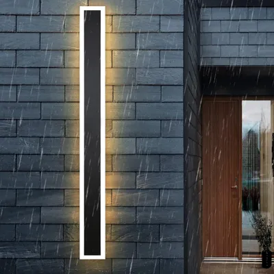 Zdjęcie produktu dla ZMH LED kinkiet zewnętrzny IP65 wodoodporny 100CM czarna nowoczesna lampa zewnętrzna 3000K akrylowa 21W zewnętrzna lampa ścienna do willi taras ogród łazienka