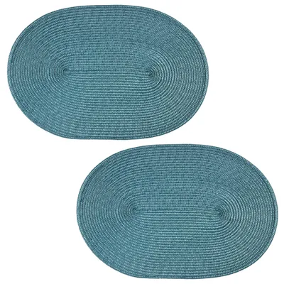 Produktbild von Platzset 2er Set Petrol oval ca. 45x30 cm Platzdeckchen Tischset geflochtene Optik