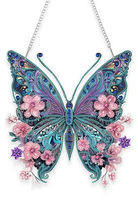 Obrázok produktu pre Obrazy na maľovanie diamantmi, motýľ, dekorácia na okno, DIY, 3D, 22,9 x 24,9 cm