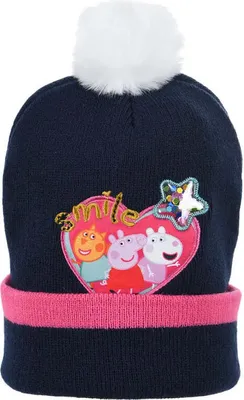 Produktbild von Peppa Wutz Pig Mieze Molly Luzie Locke Kinder Wintermütze Mütze Bommelmütze – Blau / 52