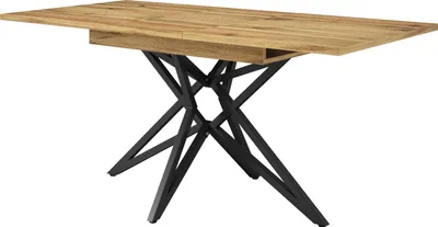 Obrázek produktu pro okwish Jídelní stůl 120 (160) x 80 cm s uzamykáním, obývací pokoj stůl hnědý, kuchyňský stůl ořechové dřevo s kovovou nohou a zámkem