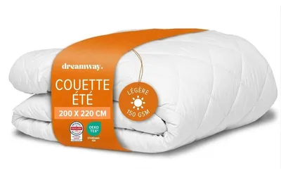 Image de Couverture d'été légère, 200x220 cm, 150 g/m², en microfibre, idéale pour les nuits chaudes
