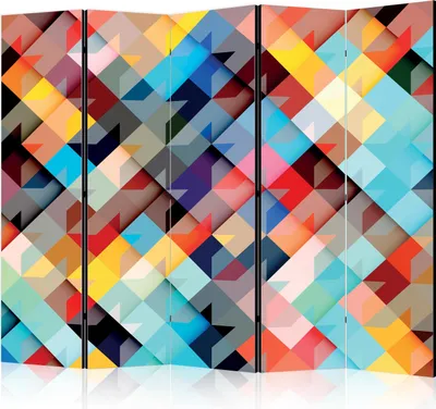 Produktbild von 5-teiliger Einseitiger Vlies Paravent - Colour Patchwork II 225x172 cm Muster f-A-0365-z-c