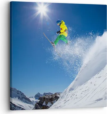 Produktbild von Bild auf Leinwand - Leinwandbild - Ski Winter Schnee Berg - 30x30cm - Wand Bild - Wanddeko - Leinwanddruck - Bilder - Kunstdruck - Wanddekoration - Leinwand bilder - Wandkunst - AC30x30-2856