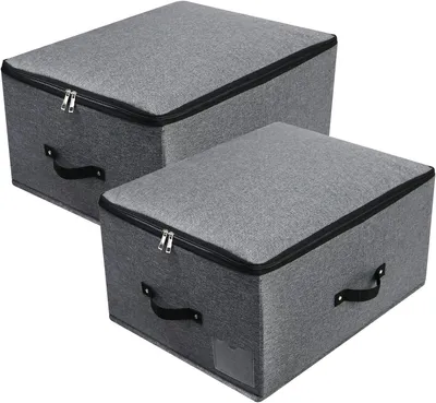 Produktbild von Faltbare Aufbewahrungsbox 52x40x26 cm, 2er-Set, 4 Griffe, Reißverschlussdeckel, für Kleidung