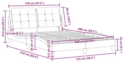Zdjęcie produktu dla VidaXL 3214099, Szary, 125 cm, 2,18 m, 74,5 cm, 1200 x 2000 mm, 1 szt.