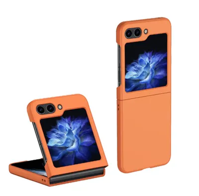 Imagen del producto de Funda protectora de silicona para Samsung Galaxy Z Flip5 5G, plegable, color naranja