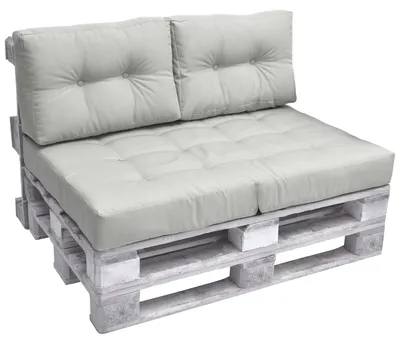 Produktbild von Beautissu Palettenkissen Outdoor 1x Sitzkissen & 2x Rückenkissen, Hellgrau