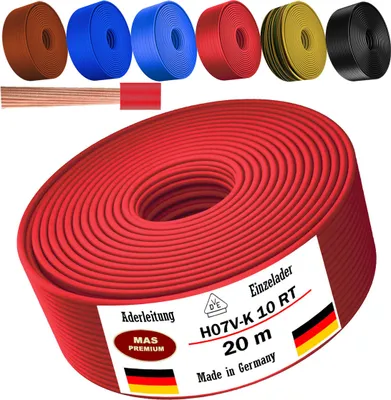 Image de Câble d'alimentation de 20 mètres, type H07 V-K RT, 1x10 mm², rouge, monoconducteur, flexible