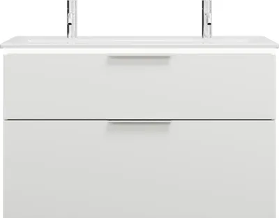 Produktbild von burgbad Eqio Slim Keramik-Waschtisch mit 2 Armaturbohrungen, inklusive Waschtischunterschrank mit LED-Beleuchtung, 1020x490x640mm, SHBW102F6582C0001G0146