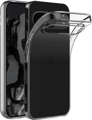 A clear phone case is shown on a white background.