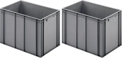 Produktbild von SuperSparSet 2x Eurobehälter mit geschlossenem Griff | HxBxT 42x40x60cm | 70 Liter | Grau | Eurobox, Transportbox, Transportbehälter, Stapelbehälter