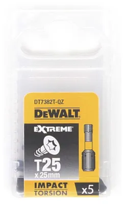 Obrázek produktu pro DeWALT DT7382T-QZ, 5 kusů, Torx, T25, 25 mm, Šestihranný, Krabice