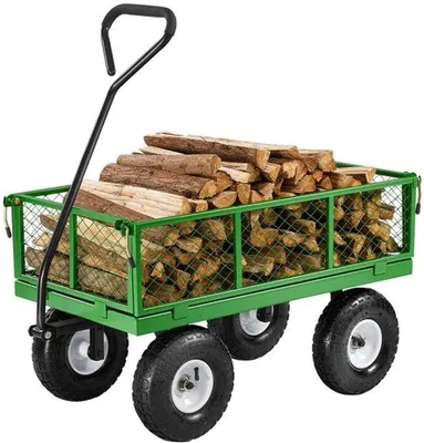 Obrázok produktu pre Prepravný vozík ručný záhradný vozík - Ručný vozík 300 kg - Vysokokvalitný vozík na náradie zelenej farby - Ideálny pre záhradníctvo a prepravu