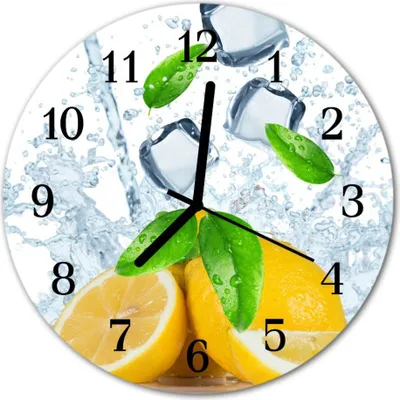 Produktbild von Glasuhr Wanduhr Küchenuhr Echt-Glas 30fi cm Zitrone gelb