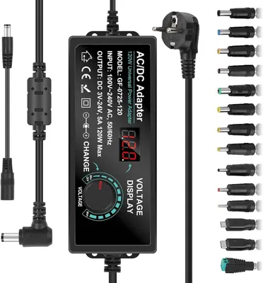 Produktbild von Universelles Netzteil, 3 V - 24 V, 5 A, 120 W, einstellbarer, variabler AC/DC-Adapter/Ladegerät