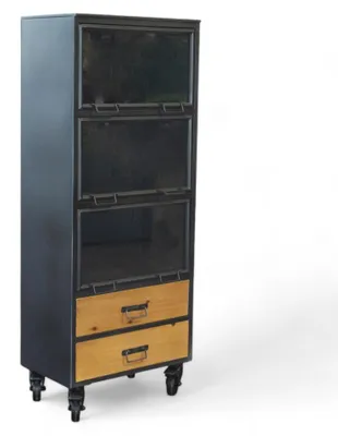 Immagine prodotto di Mobile da ingresso in ferro e legno colore marrone con dimensioni 81x44x183 cm ideale per arredamento