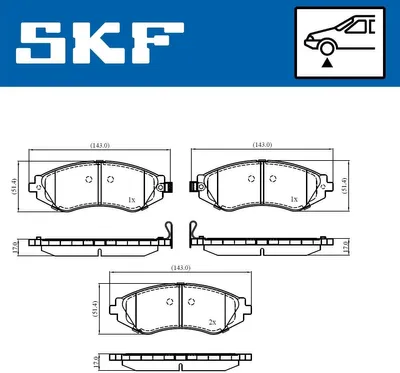 Zdjęcie produktu dla Zestaw klocków hamulcowych SKF przednie klocki hamulcowe do CHEVROLET Rezzo (U100) VKBP 80865 A