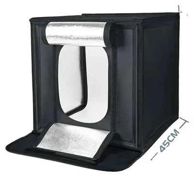 Produktbild von Fotostudio-Lichtbox, dimmbare Beleuchtung, faltbares Design, 45cm, 45cm