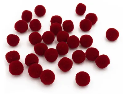 Produktbild von Vintageparts Pompoms Dunkelrot Polyester 14 mm 30 Stück
