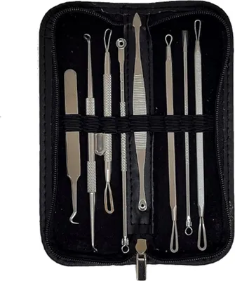 Immagine prodotto di Jumada's - Set professionale da 8 pezzi per la rimozione di punti neri e acne - Cura della pelle - Rimozione dei punti neri - Cura del viso - Cura della pelle