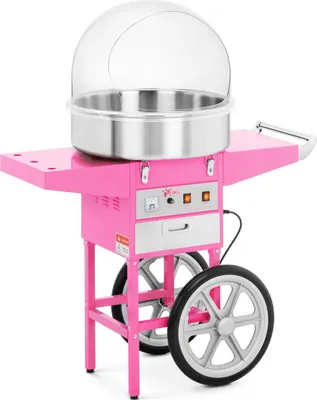 Produktbild von Royal Catering Zuckerwattemaschine mit Wagen - 52 cm - 1200 W - Spuckschutz - pink -
