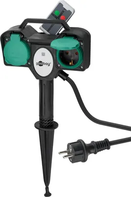 Produktbild von Goobay 76779 Verlängerungskabel 2 m 2 AC-Ausgänge Outdoor Schwarz (76779)