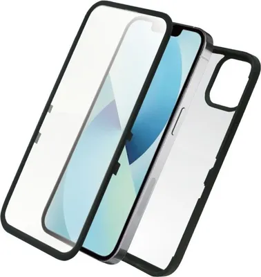 Immagine prodotto di Tiger, custodia a 360° per iPhone 14 in vetro temperato, estremamente resistente, trasparente