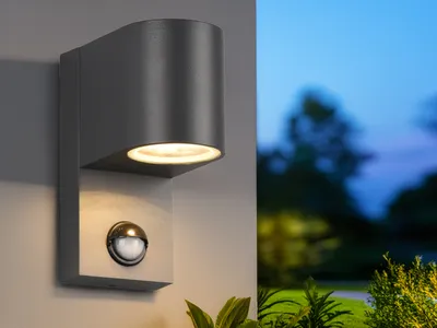 Produktbild von Außenwandleuchte Downlight mit Bewegungsmelder in Anthrazit - Fassadenlampen