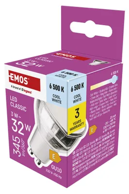 LED Lampe Classic MR16 Silber/ GU10 / 3 W (32 W) / 345 lm / Kalt-Weiß
