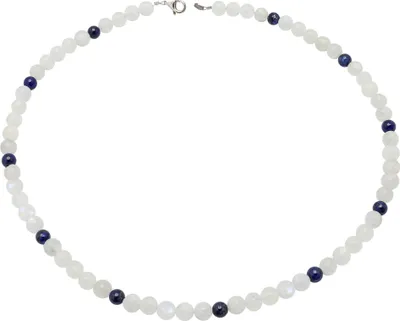 Produktbild von Kette aus echtem Mondstein & Lapis-Lazuli & 925 Silber Edelsteinkette Halskette für Damen