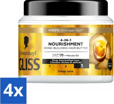 Produktbild von Gliss Haarmaske mit 4-in-1 Haarbutter für intensive Aufbaupflege - 400 ml - Vorteilspack - 4 Stücke