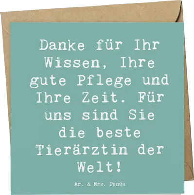 Produktbild von Mr. & Mrs. Panda Glückwunschkarte Spruch Beste Tierärztin - Meeresbrise - Geschenk, Klappkarte, Anerkennung, Veterinär, Danke sagen, Tiermedizin, der Welt, Bedanken