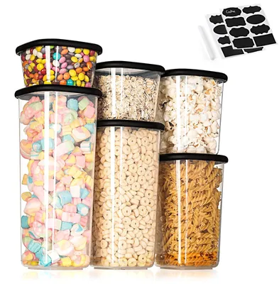 Productafbeelding van Bewaardoos vershouddoos - Voorraaddozen set van 6 - Transparant met deksel - 360 ml tot 1640 ml