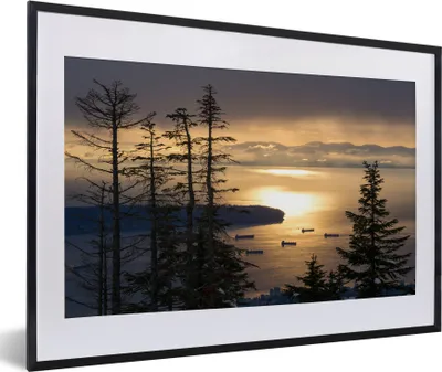 Produktbild von MuchoWow® MuchoWow® Gerahmtes Poster Sonnenaufgang am Grouse Mountain in British Columbia, Kanada 60x40 cm - Poster mit zchwarzem Bilderrahmen - Schlafzimmer - Plakat in Rahmen - Drucken