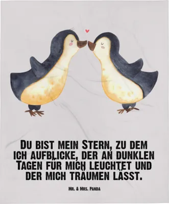 Produktbild von Mr. & Mrs. Panda Babydecke Pinguin Liebe - Grau Pastell - Geschenk, Erstlingsdecke, Verlobung, Vertraut, Hochzeitstag, Fleecedecke, Freundin, Plaid, Schlummerdecke