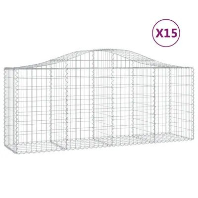 Produktbild von vidaXL Gabionen mit Hochbogen 15 Stk. 200x50x80/100cm Verzinktes Eisen