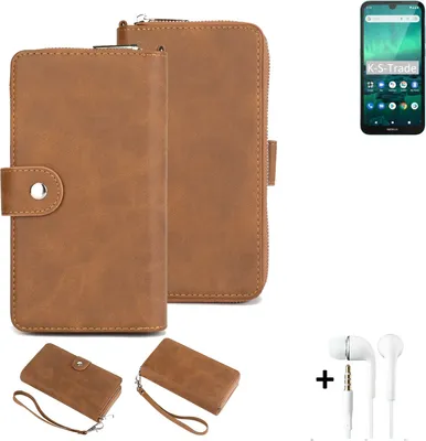 Produktbild von K-S-Trade 2in1 Handyhülle kompatibel mit Nokia 1.3 + Kopfhörer Schutzhülle & Portemonnee Schutzhülle Tasche Handytasche Case Etui Geldbörse