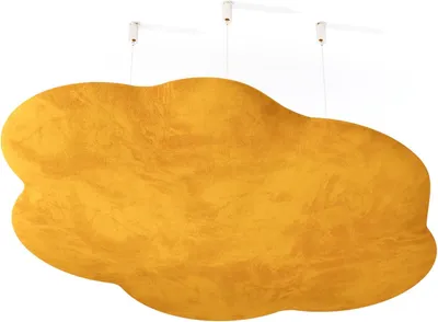 Obrázek produktu pro Sada 4 kusů – Akustický panel na strop, potažený sametovou látkou | Podhledový panel pro potlačení ozvěny | Akustické řešení (design "mrak") pro absorbci zvuku | [MRAK | Žlutá]