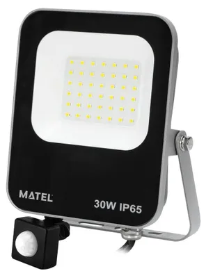 LED-Sensorstrahler 30 W, kaltweiß, Bewegungsmelder, Außenbereich
