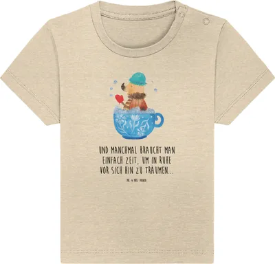 Produktbild von Mr. & Mrs. Panda Organic Baby Shirt Nachtfalter Schaumbad 6. - 12. Monat - Natural Raw - Geschenk, Jerseyshirt,  T-Shirt, Badezimmer, Baden, Tasse, Babyshirt, Bad, Top