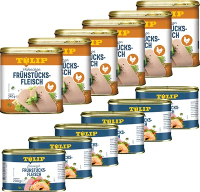Produktbild von TULIP Bundle 6x Frühstücksfleisch 200g 6x Hähnchen 340g Konserve Delikatesse